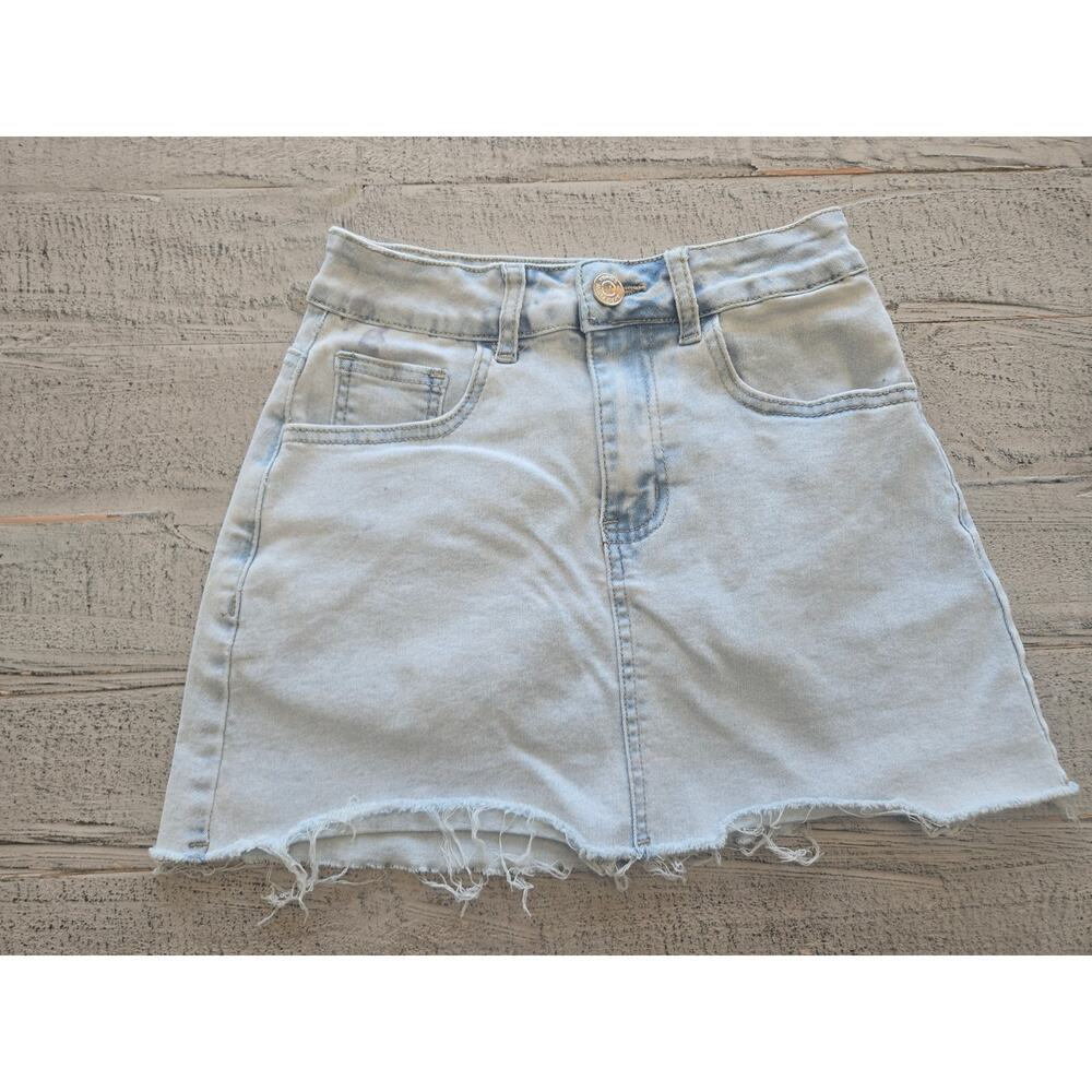 SHEIN Girls XS Blue Denim Mini Skirt Jean Skirt Casual Everyday Y2K